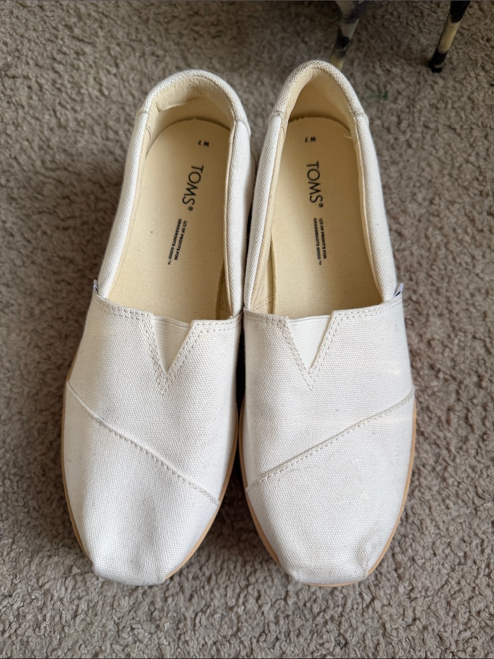 TOMS White Canvas Slip-On Platforms with Pink and Orange Gradient Sole - Picture 3 of 8